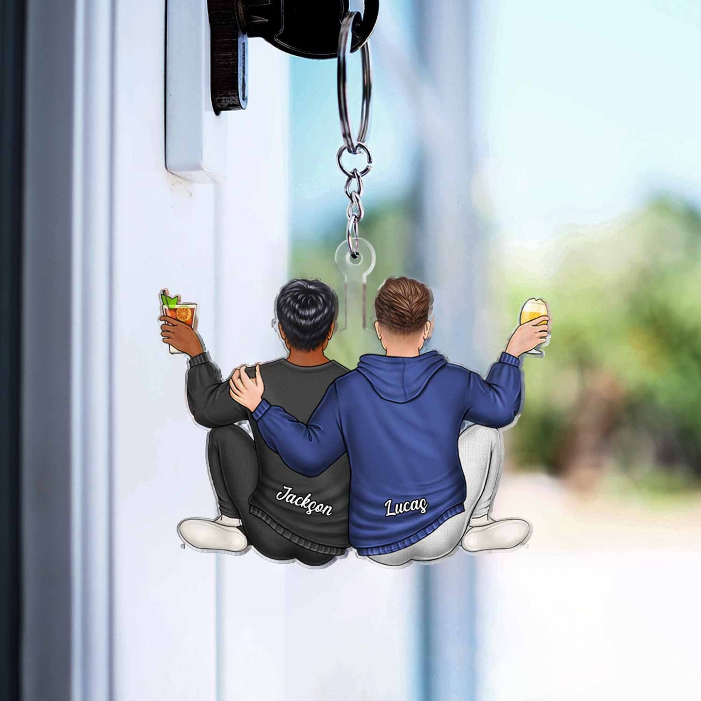 Couple Hugging - Anniversary Gift For Couples - Personalized Acrylic Keychain