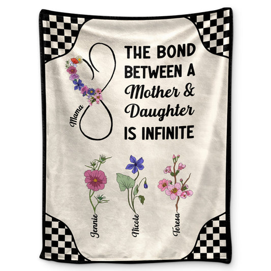 Birth Month Flowers A Mother And Daughter - Gift For Mother Daughter - Personalized Fleece Blanket, Sherpa Blanket