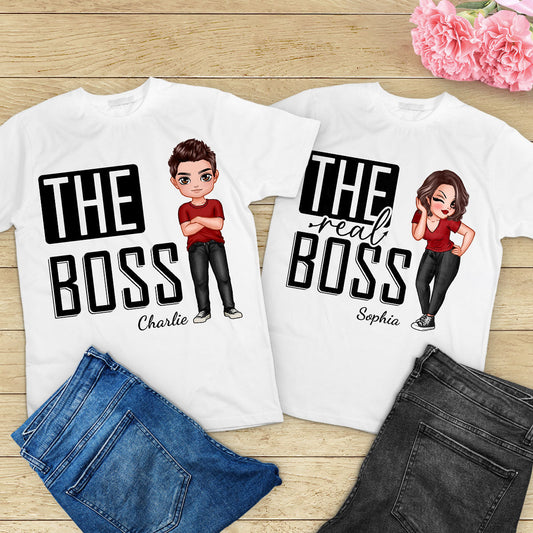 The Boss The Real Boss Funny Valentine‘s Day Gift For Couple Personalized Matching Shirts