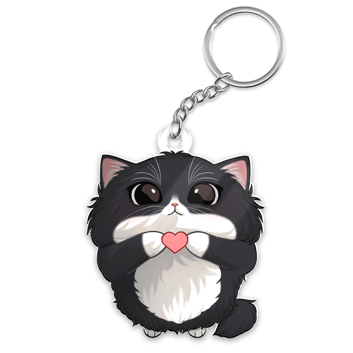 Cute Cartoon Looking Up Cat Gift For Cat Lover Personalized Acrylic Keychain