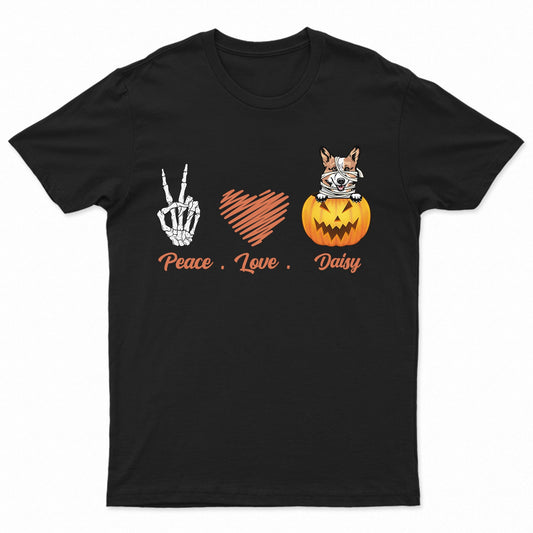 Peace Love Pumpkin Cats Dogs - Halloween Gift For Dog Lovers, Cat Lovers, Pet Lovers - Personalized T Shirt