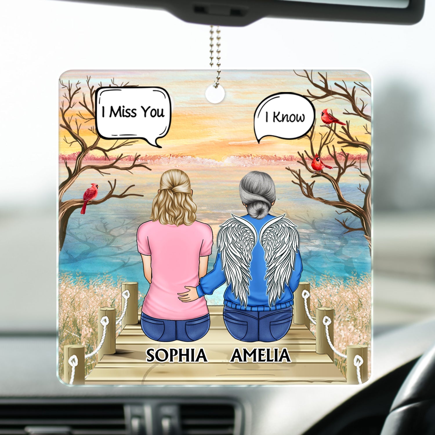 I Miss You I Know - Memorial Gift For Family, Friends, Siblings - Personalized Acrylic Car Hanger