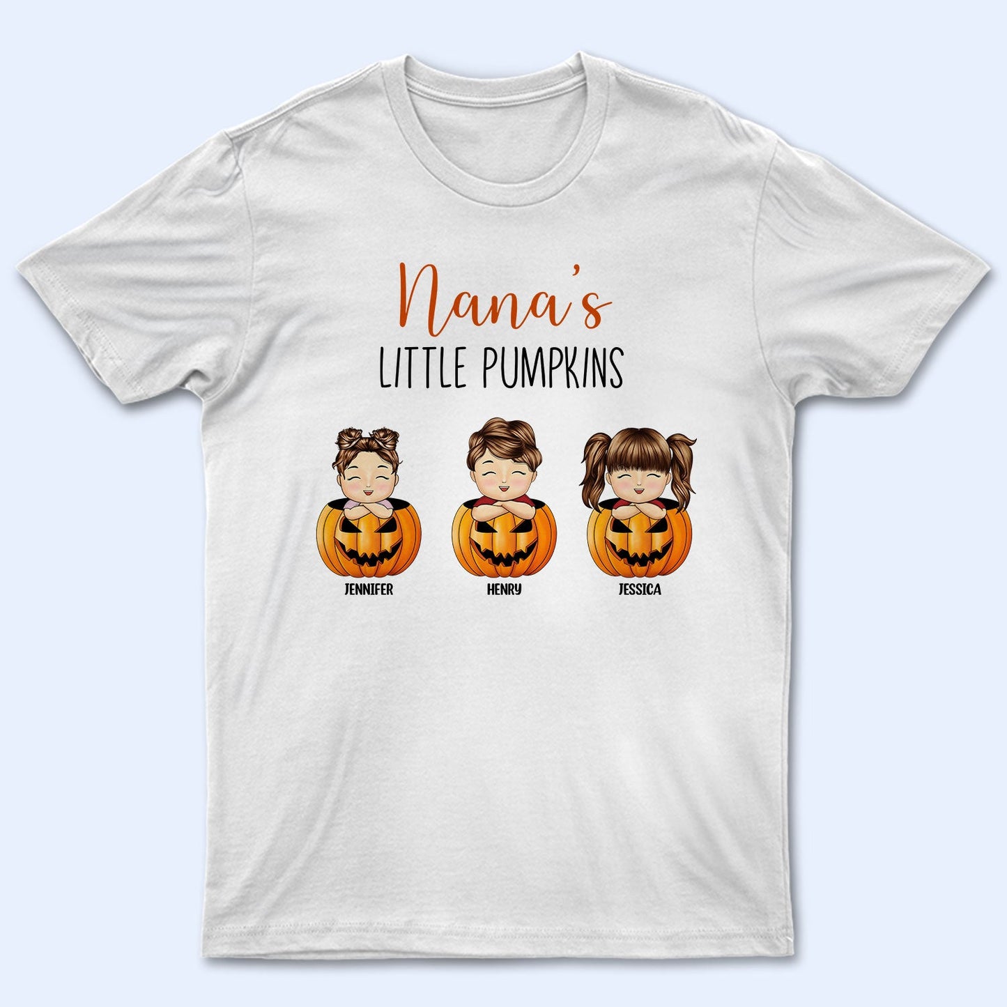 Nana's Little Pumpkins Fall Season - Halloween Gift For Grandma, Grandmother, Parents, Grandparents - Personalized T Shirt