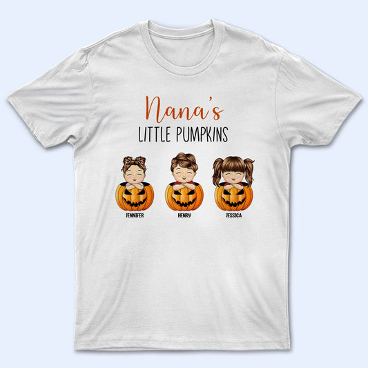 Nana's Little Pumpkins Fall Season - Halloween Gift For Grandma, Grandmother, Parents, Grandparents - Personalized T Shirt