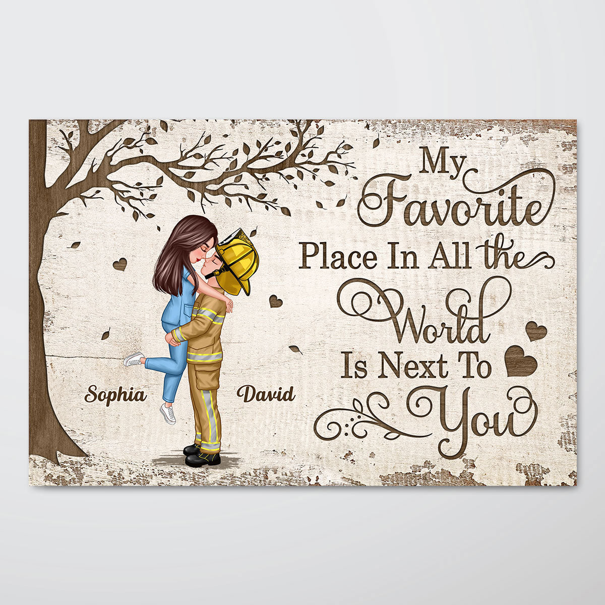 Favorite Place In The World Couple Gifts by Occupation Gift For Her Gift For Him Firefighter, Nurse, Police Officer Personalized Poster