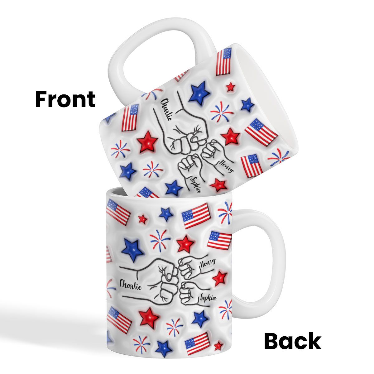 Proud Dad Grandpa Fist Bump Personalized 3D Inflated Effect Printed Mug