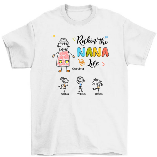 Rockin' Grandma Life Drawing Personalized Shirt