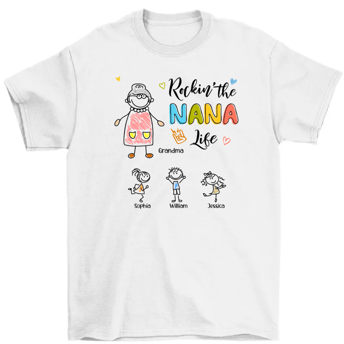 Rockin' Grandma Life Drawing Personalized Shirt