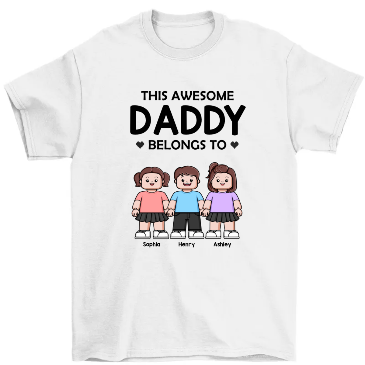 This Awesome Daddy Belongs To Kids Block Characters Personalized Shirt