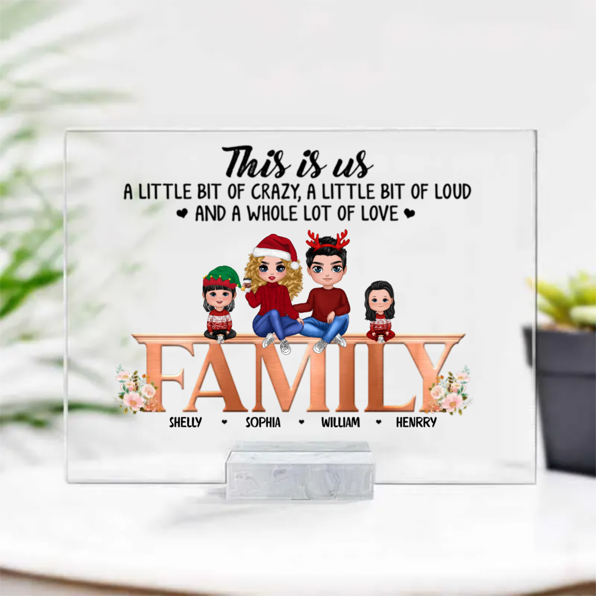 This Is Us Family Sitting On Word Personalized Acrylic Plaque