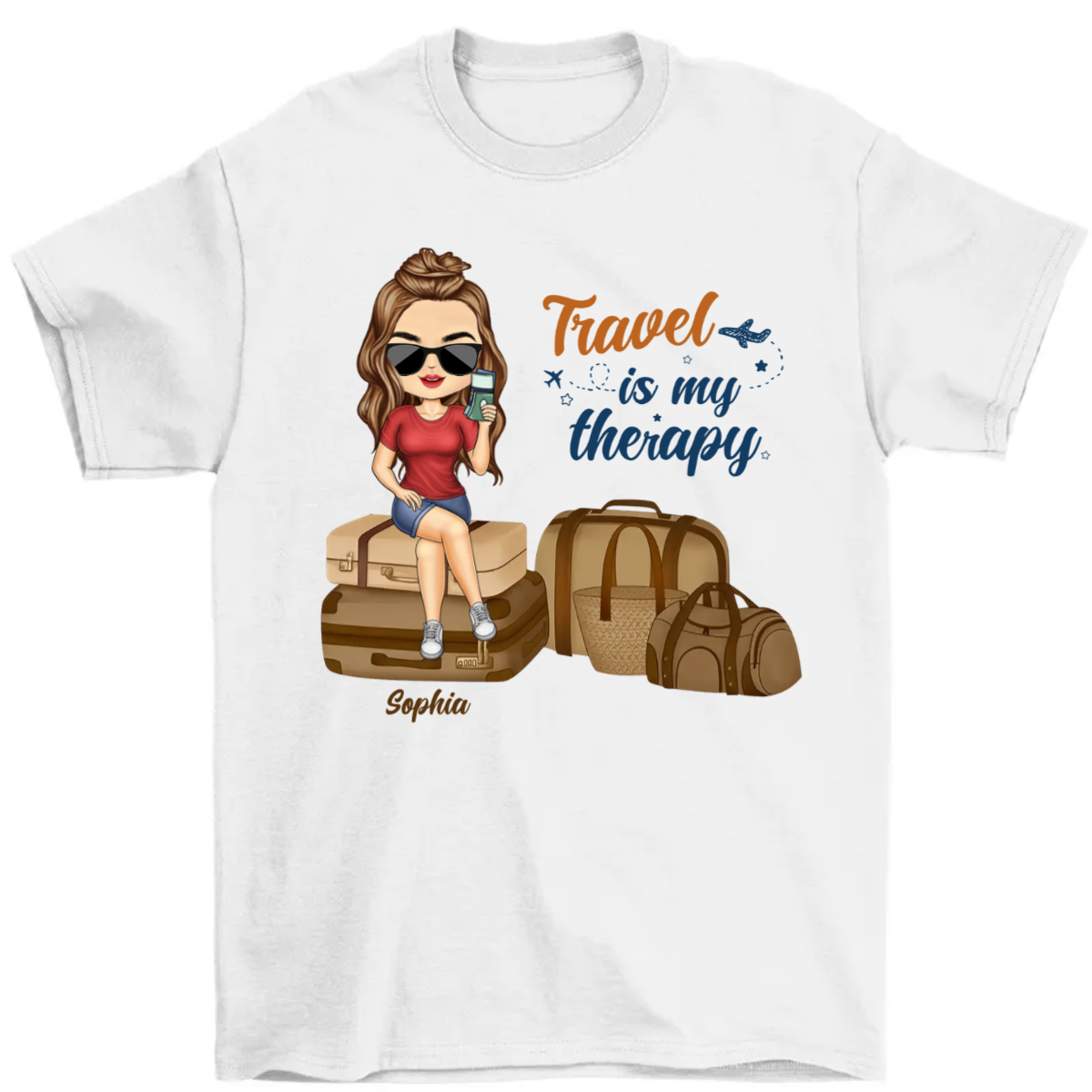 Travel Is My Therapy - Personalized T Shirt