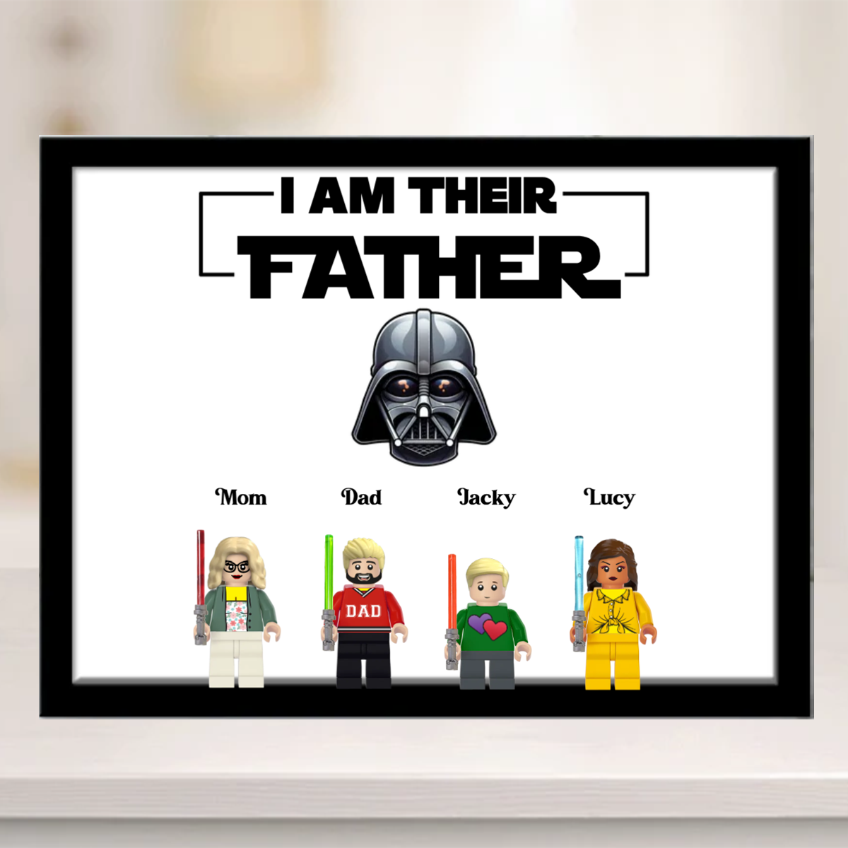 I Am Their Father, Brick Figure Family, Personalized Your Own Minifig Family Frame