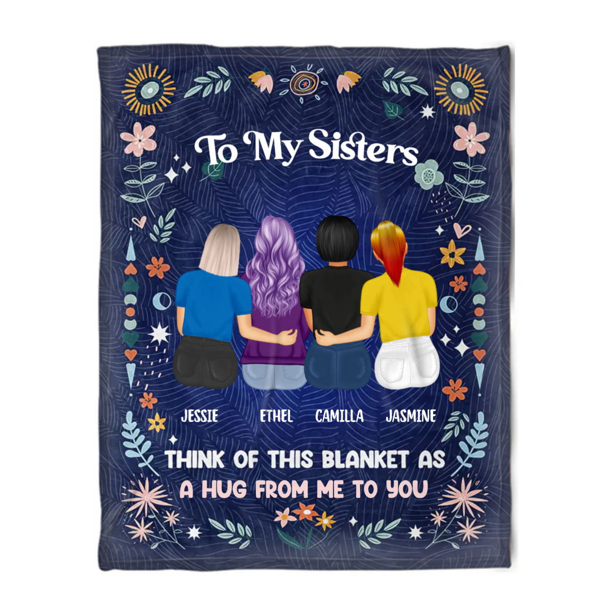 Think Of This Blanket - Gift For Sisters - Personalized Fleece Blanket 3~6 People