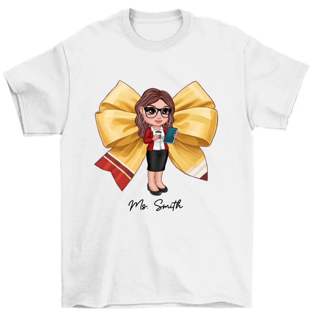 Pencil Coquette Bow Personalized Shirt, Appreciation Gift For Teacher