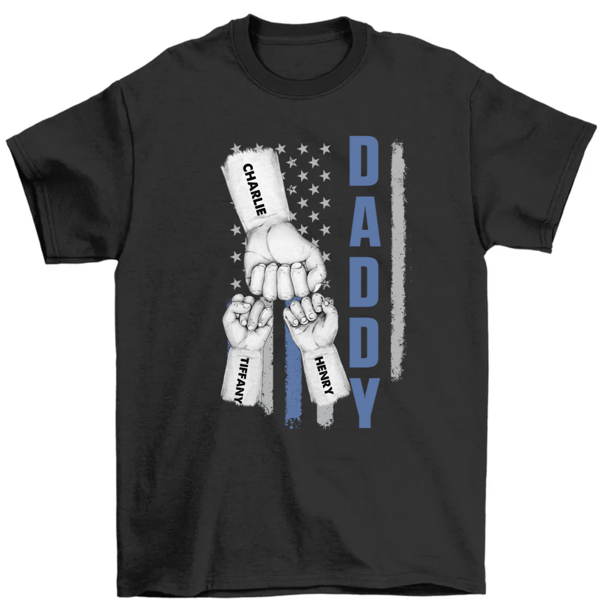 Dad Papa Grandpa Fist Bump American Flag Personalized Shirt