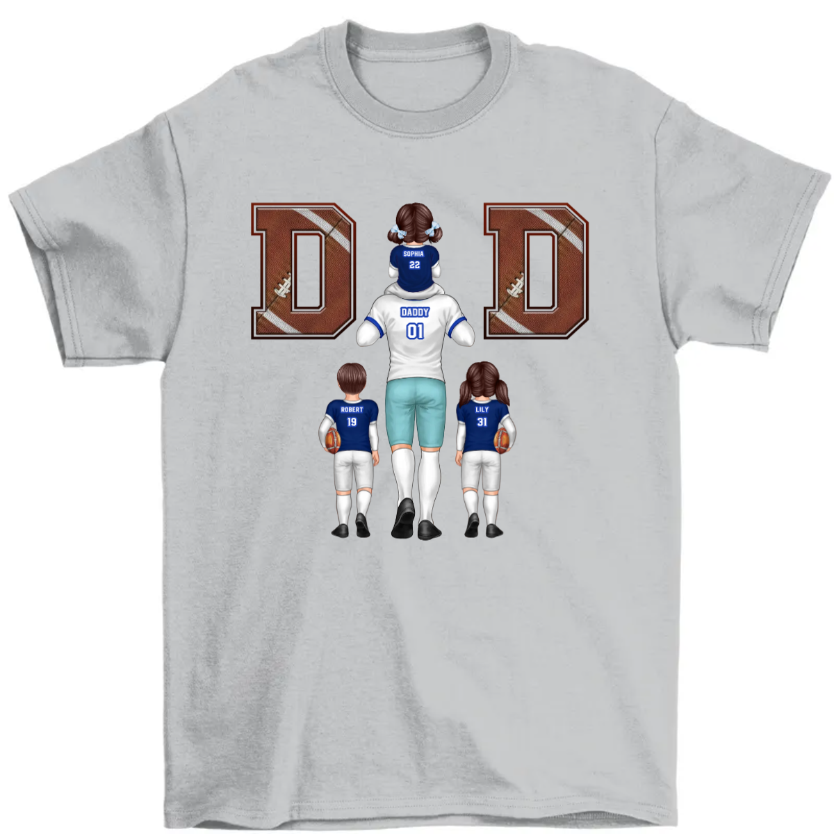 American Football Dad Fan Piggy Back Personalized Shirt, Father's Day Gift For Dad, For Grandpa, For Husband
