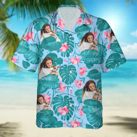 Upload 1 to 5 Photos Palm Leaf Flower Unsex Hawaiian Shirt