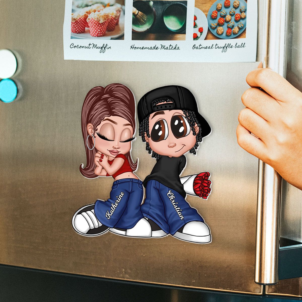 Y2K Style Couple Personalized Acrylic Fridge Magnet, Heartfelt Gift For Couple, For Him, For Her, Boyfriend, Girlfriend, Husband, Wife