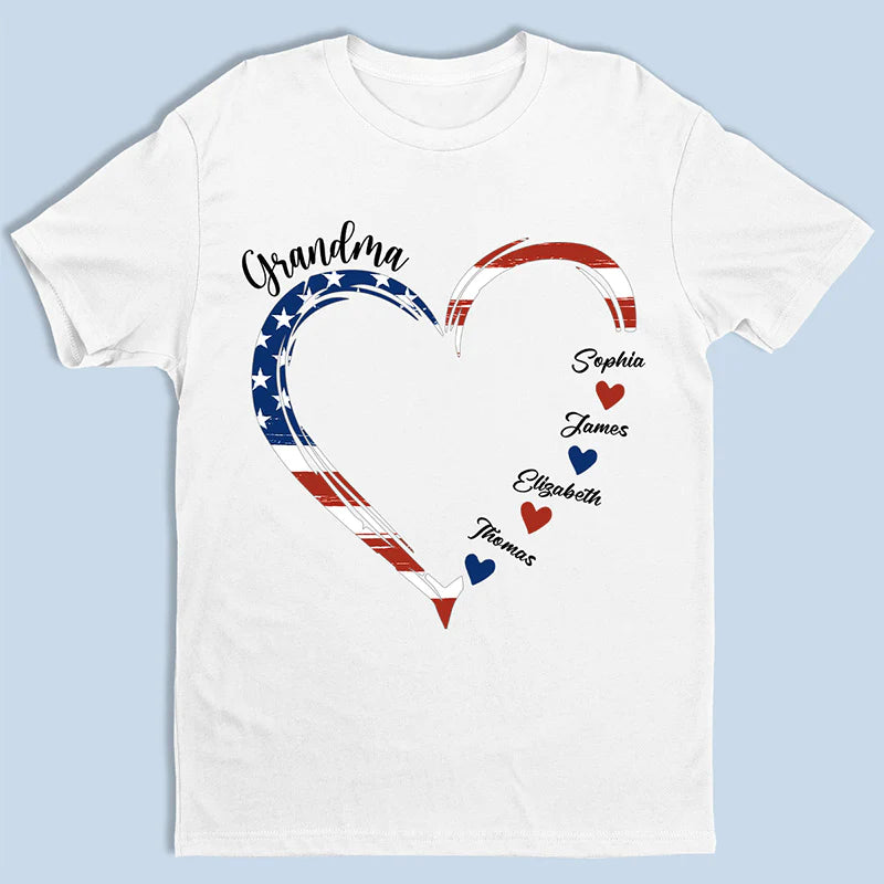 A Garden Of Love Grows In A Grandma's Heart - Family Personalized Custom Unisex Patriotic T-shirt, Hoodie, Sweatshirt - Independence Day, 4th Of July, Birthday Gift For Grandma