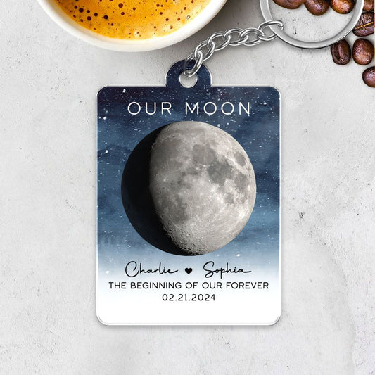 Our Moon Couple Moon Phase Art Anniversary Gift For Him Gift For Her Personalized Acrylic Keychain