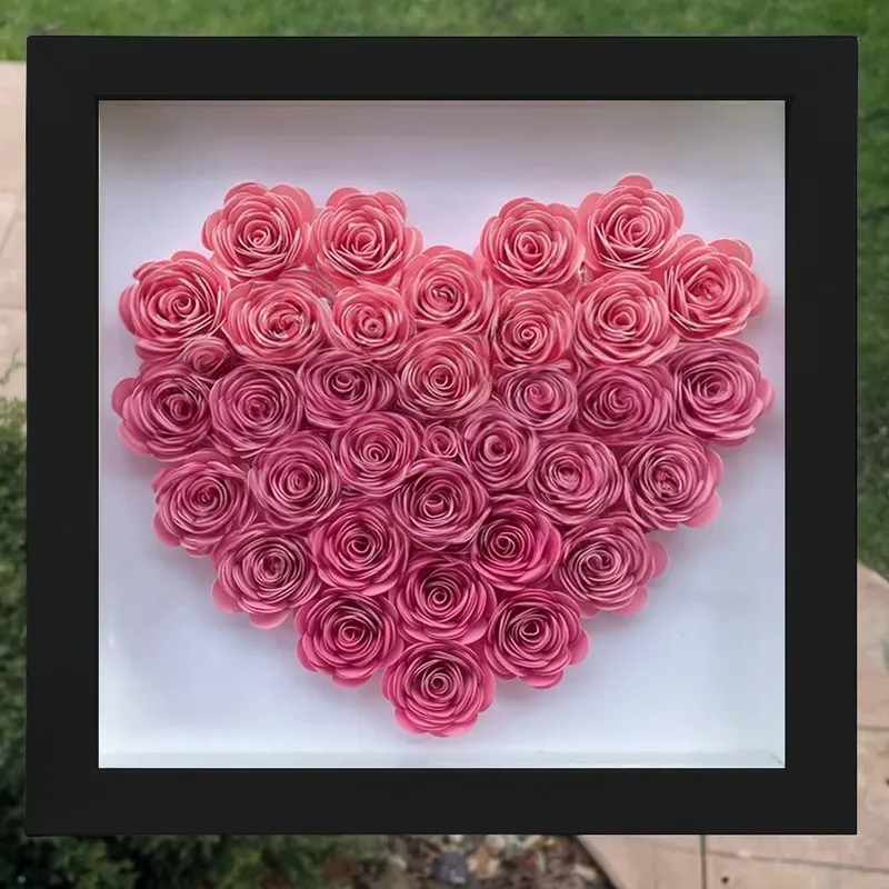 Couple Proposal Engagement Gift Personalized Heart Rose Shadow Box