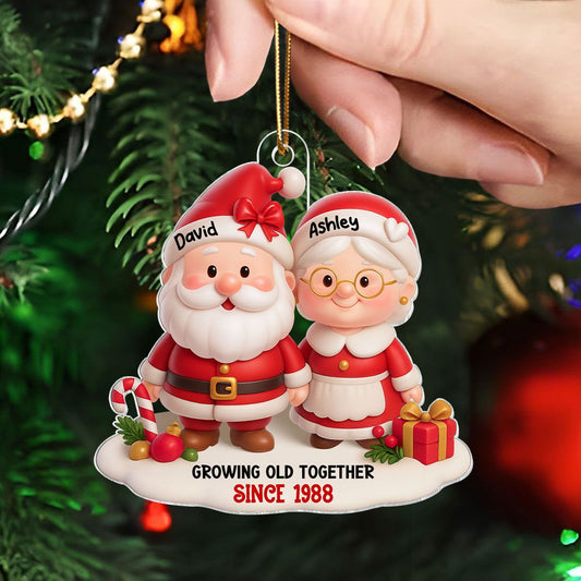 Santa Couple Growing Old Together Personalized Acrylic Ornament, Anniversary, Christmas Gift for him, Gift for her