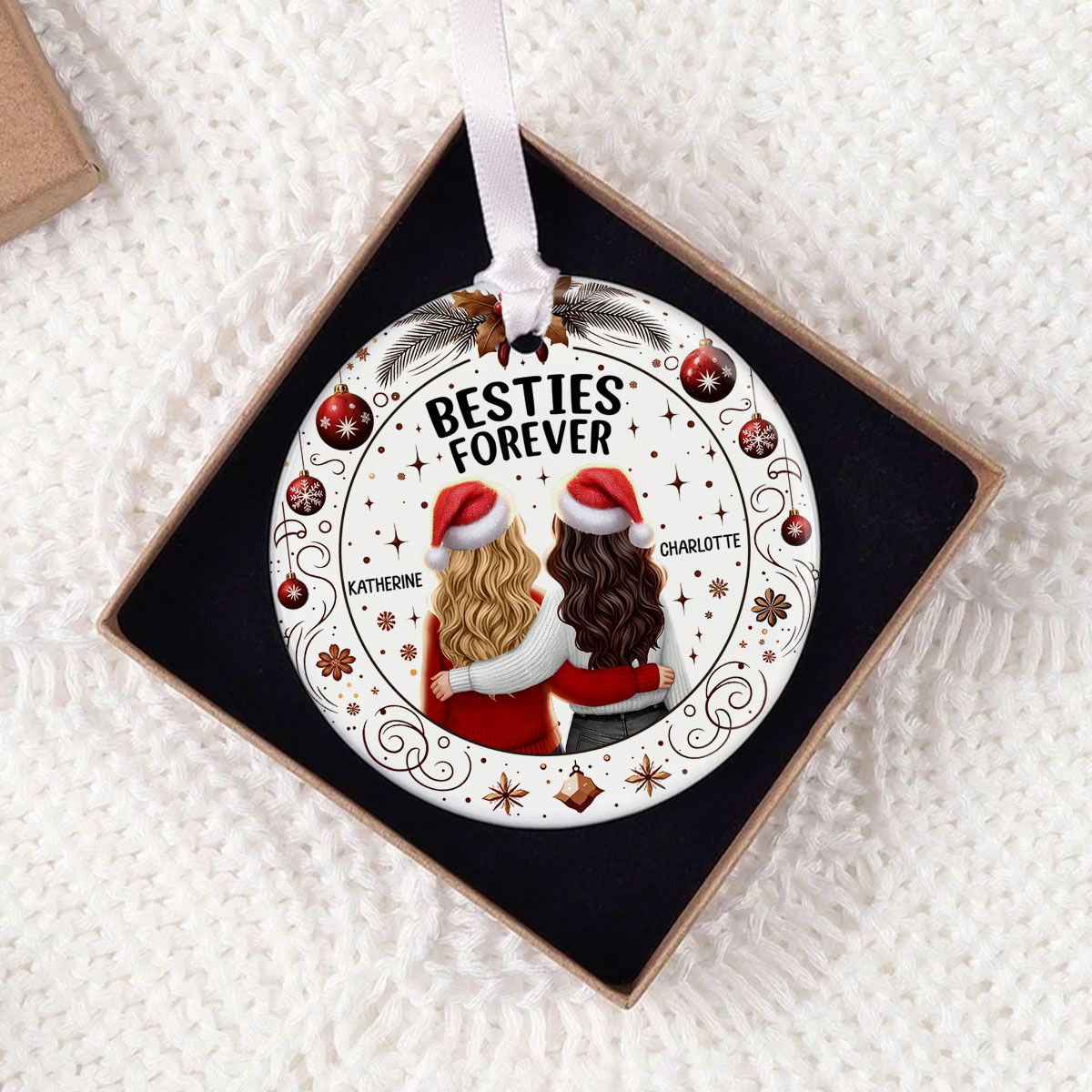 Personalized Besties Forever Ornament – Cheerful Holiday Warmth and Joy