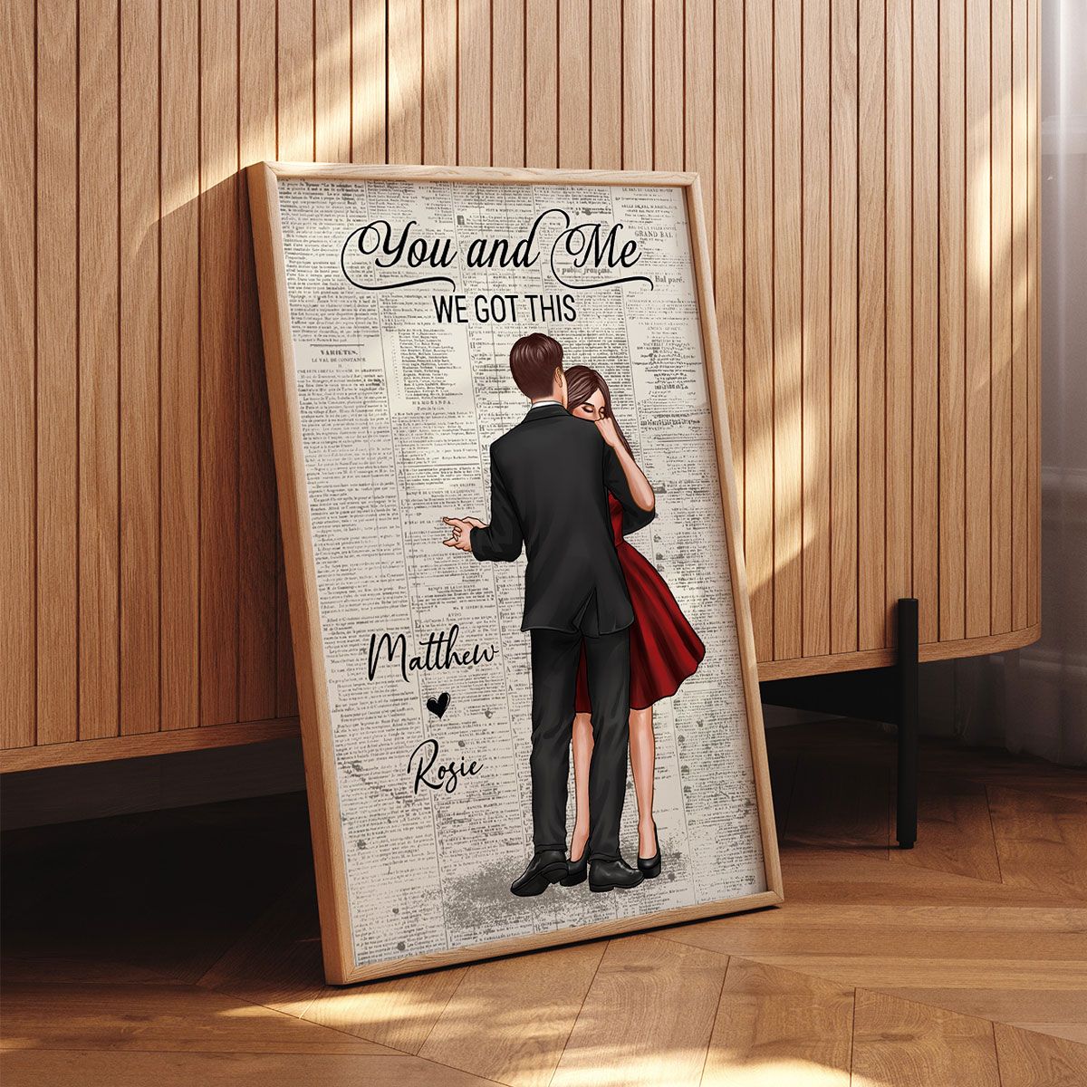 Couple Dancing Vintage Newspaper Anniversary Gift Personalized Poster