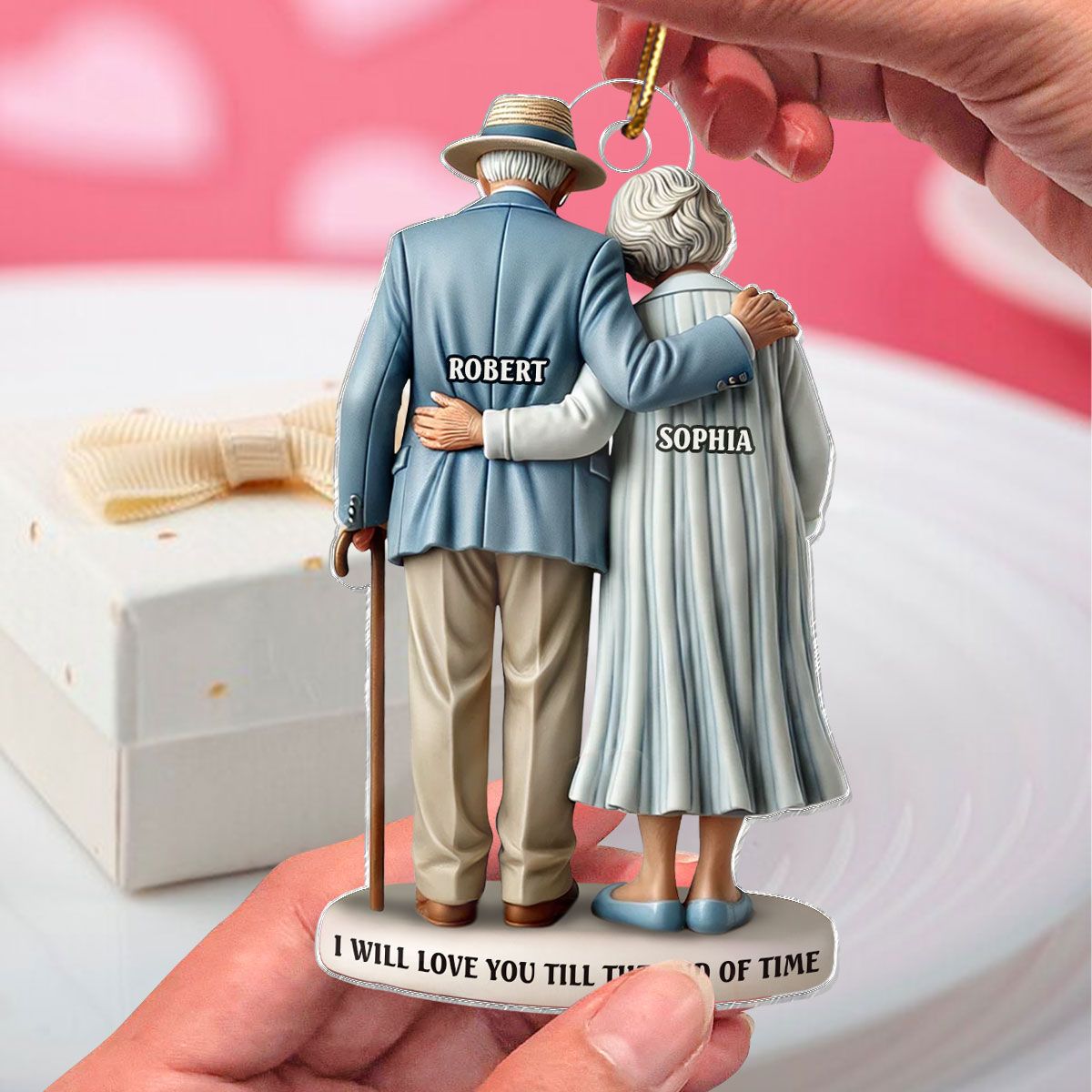 Old Couple Stand Together Personalized Acrylic Ornament, Heartfelt Keepsake, Gift For Couple, For Him, For Her, Husband, Wife