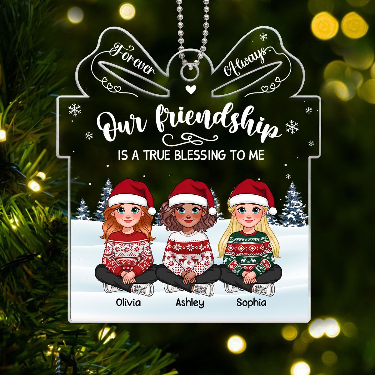 Our friendship Is A True Blessing To Me Personalized Acrylic Ornament, Gift For Best Friends