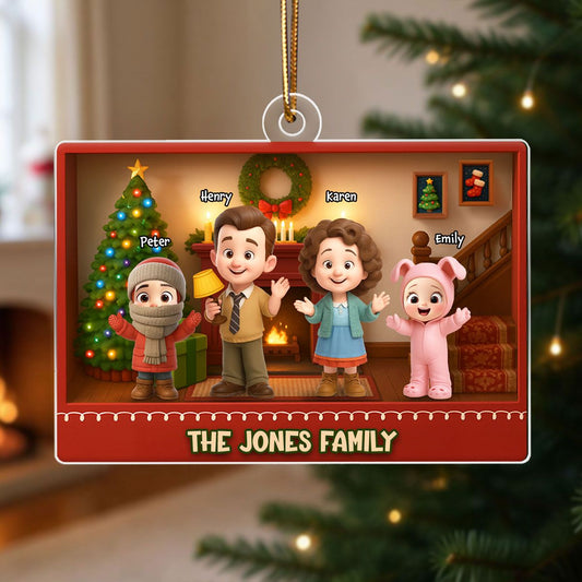 Family Christmas Action Figure Personalized Acrylic Ornament, Nostalgia Christmas Decor for Family