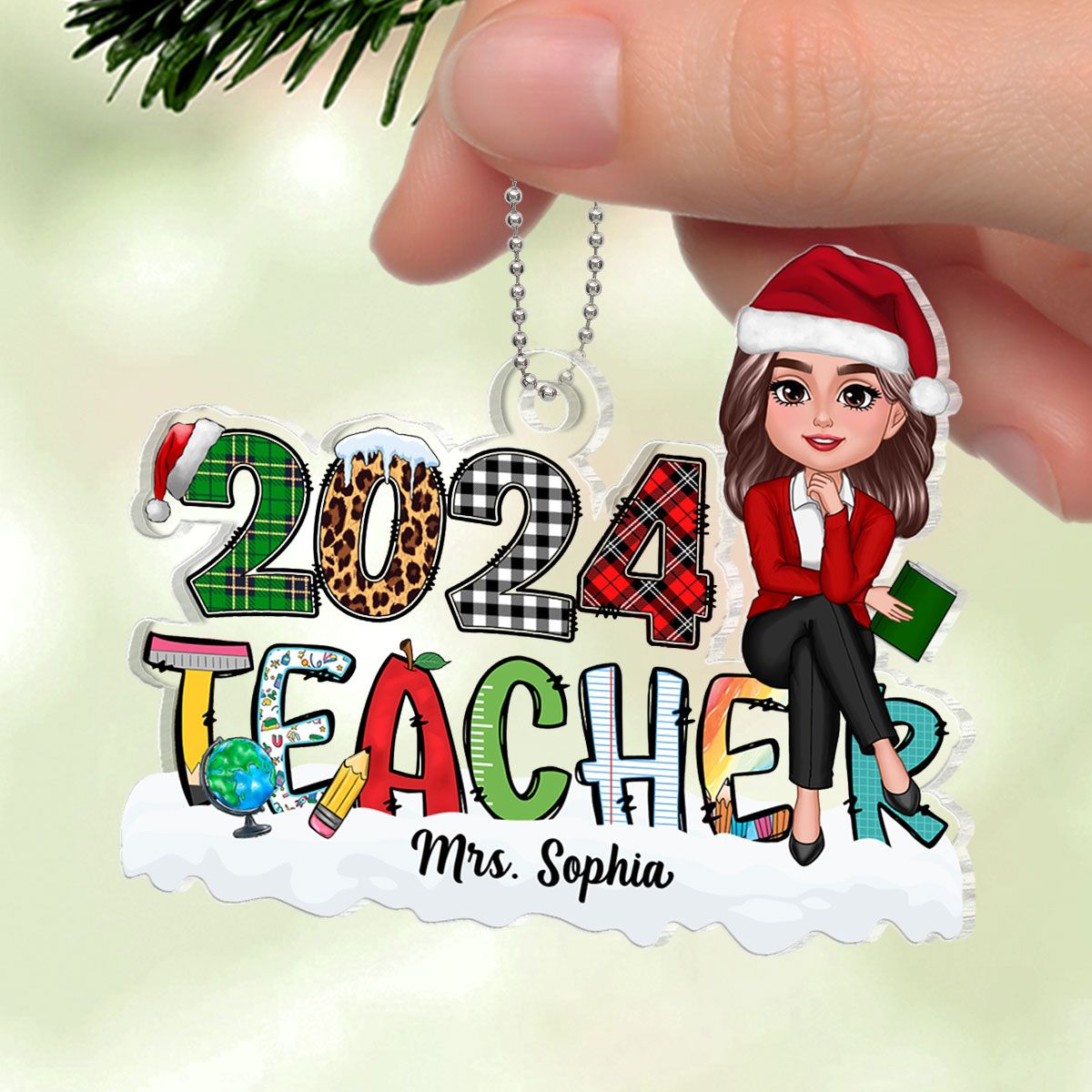 Teacher 2024 Christmas Personalized Acrylic Ornament