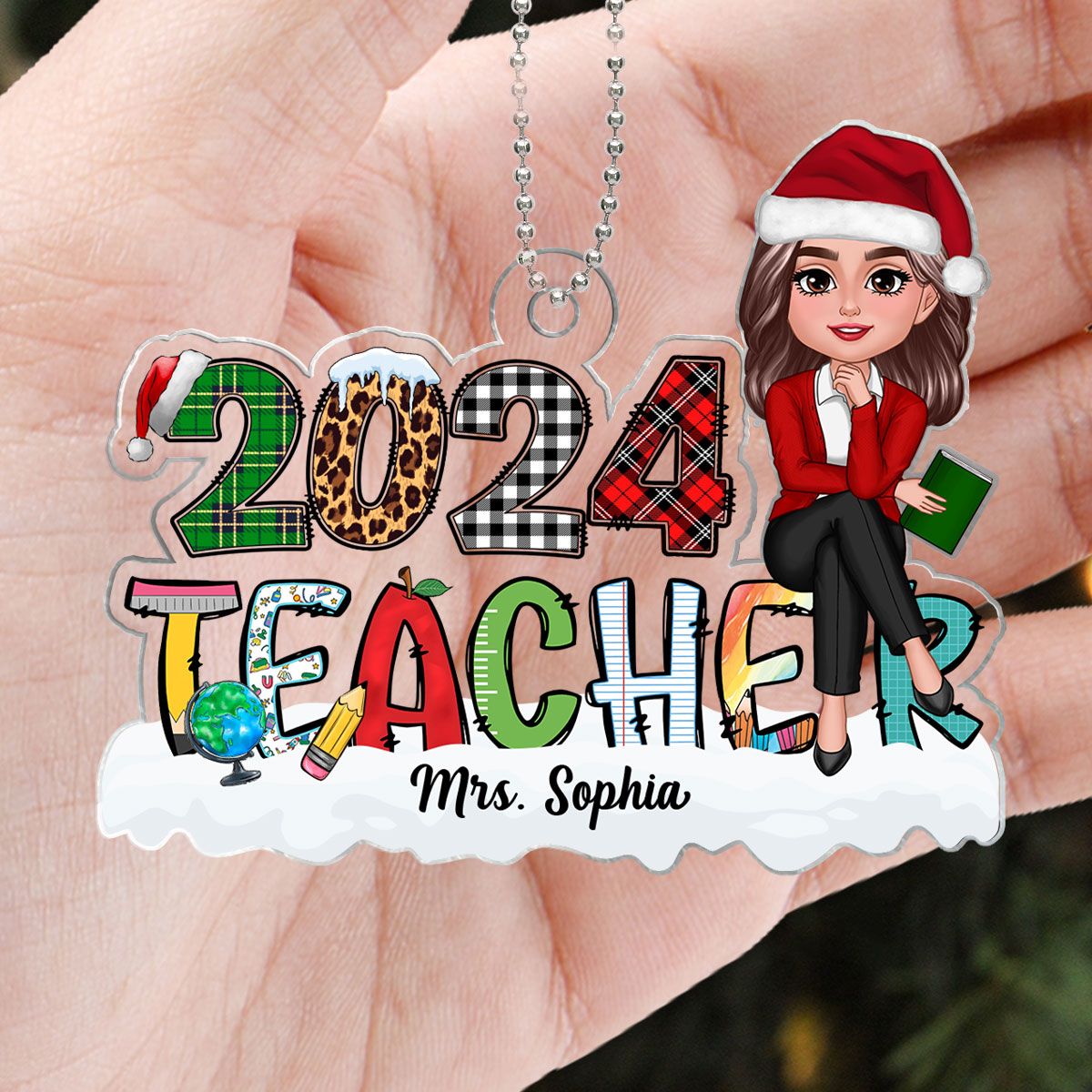 Teacher 2024 Christmas Personalized Acrylic Ornament