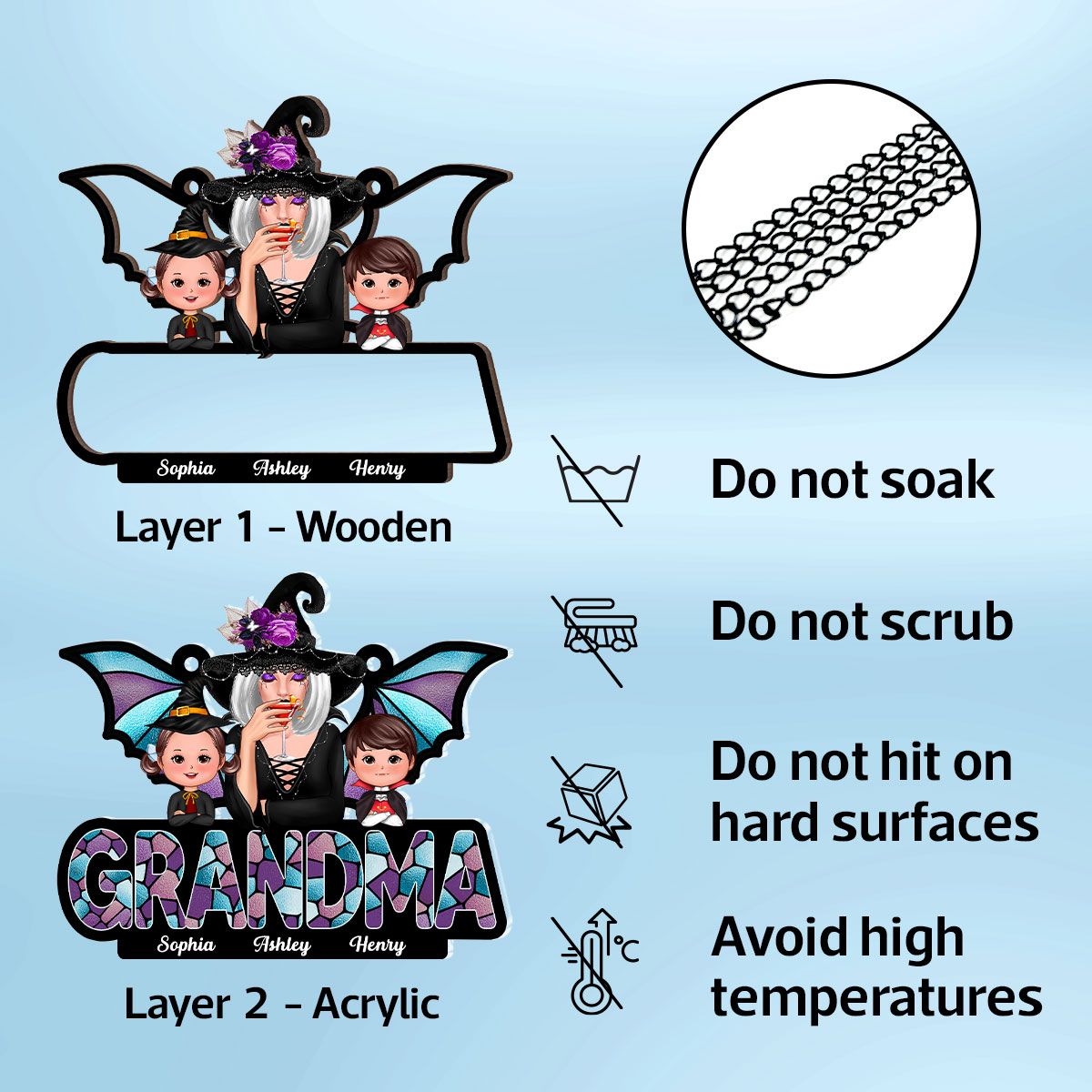 Halloween Grandma And Grandkids On Text Personalized Suncatcher