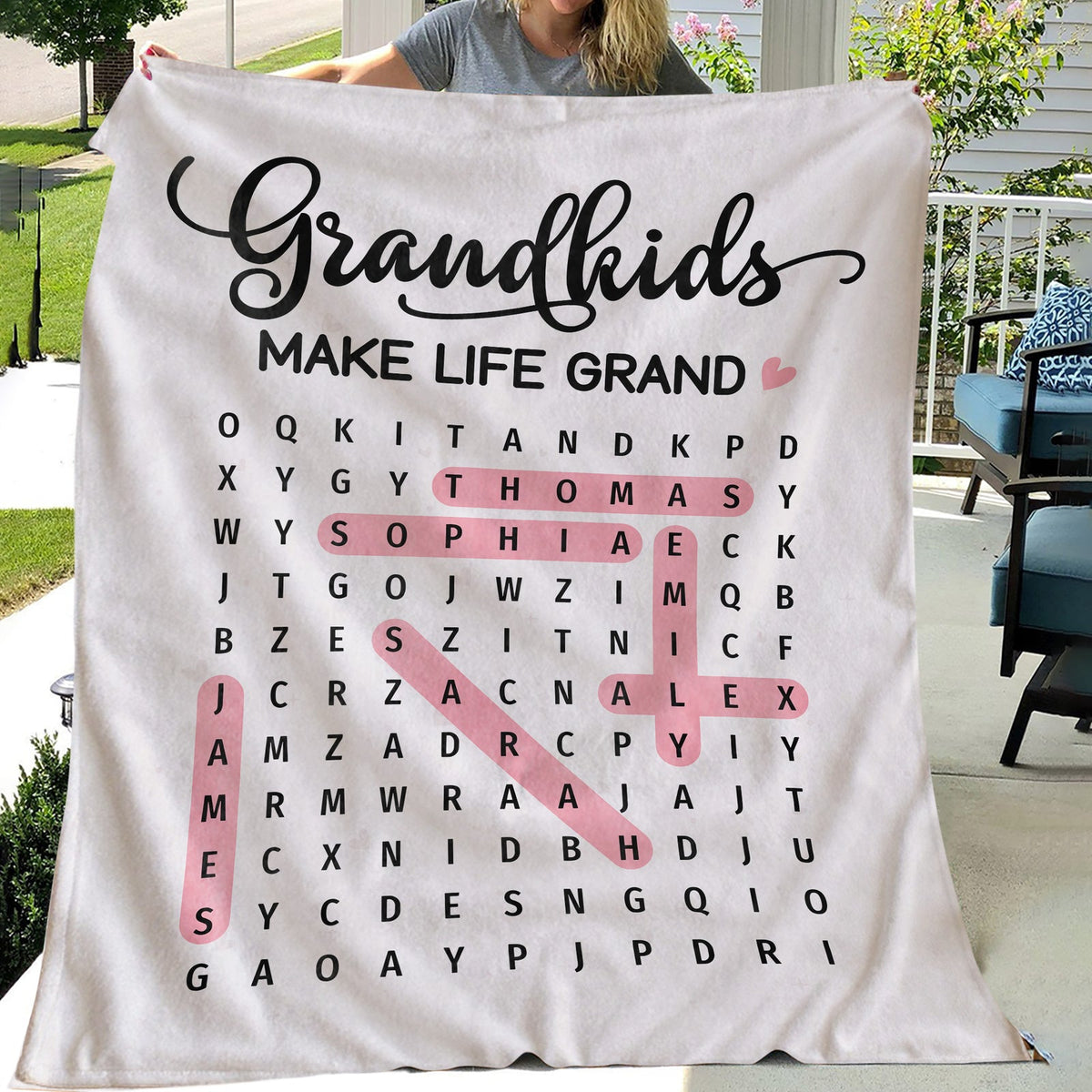 Grandma's Favorite People Word Search Puzzle - Personalized Fleece Blanket - Mother's Day Gift For Grandma