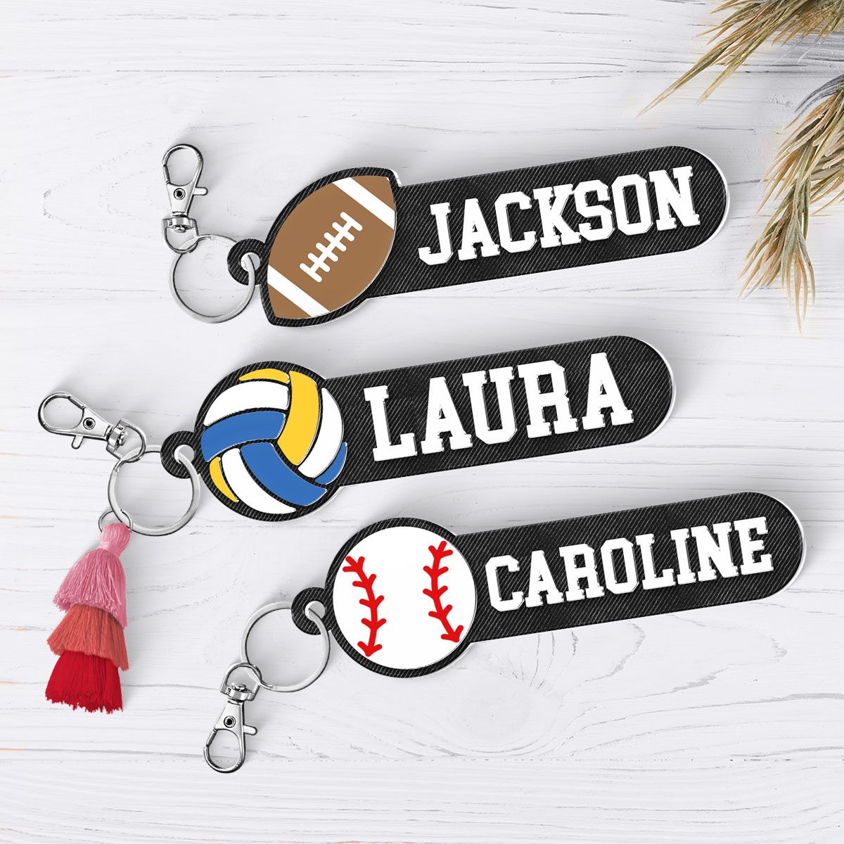 Baseball, Basketball, Softball, Soccer, Football Sports Personalized Keychain, Bag Tag, Name Tag - Personalized Acrylic Keychain