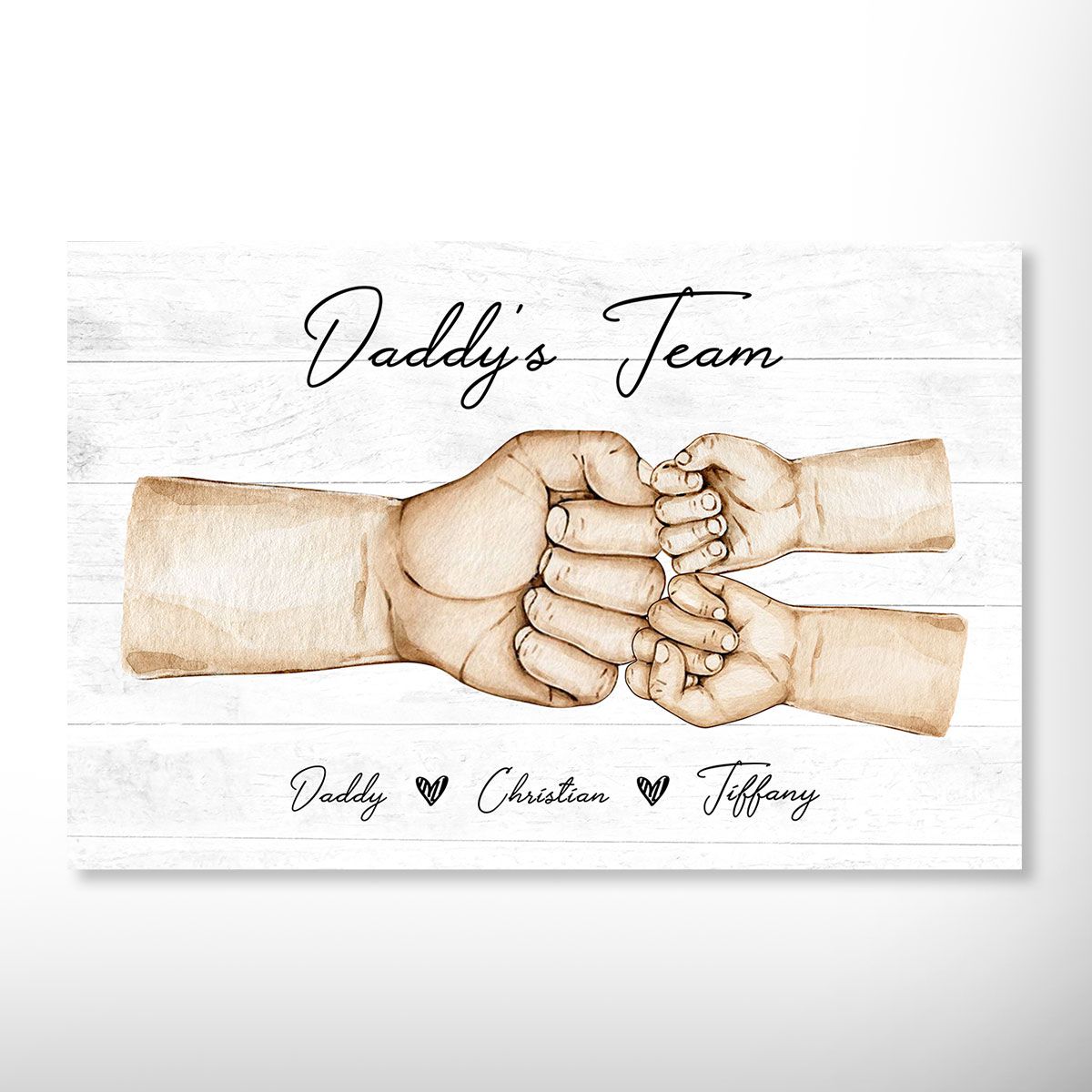 Daddy's Team Fist Bump Personalized Poster