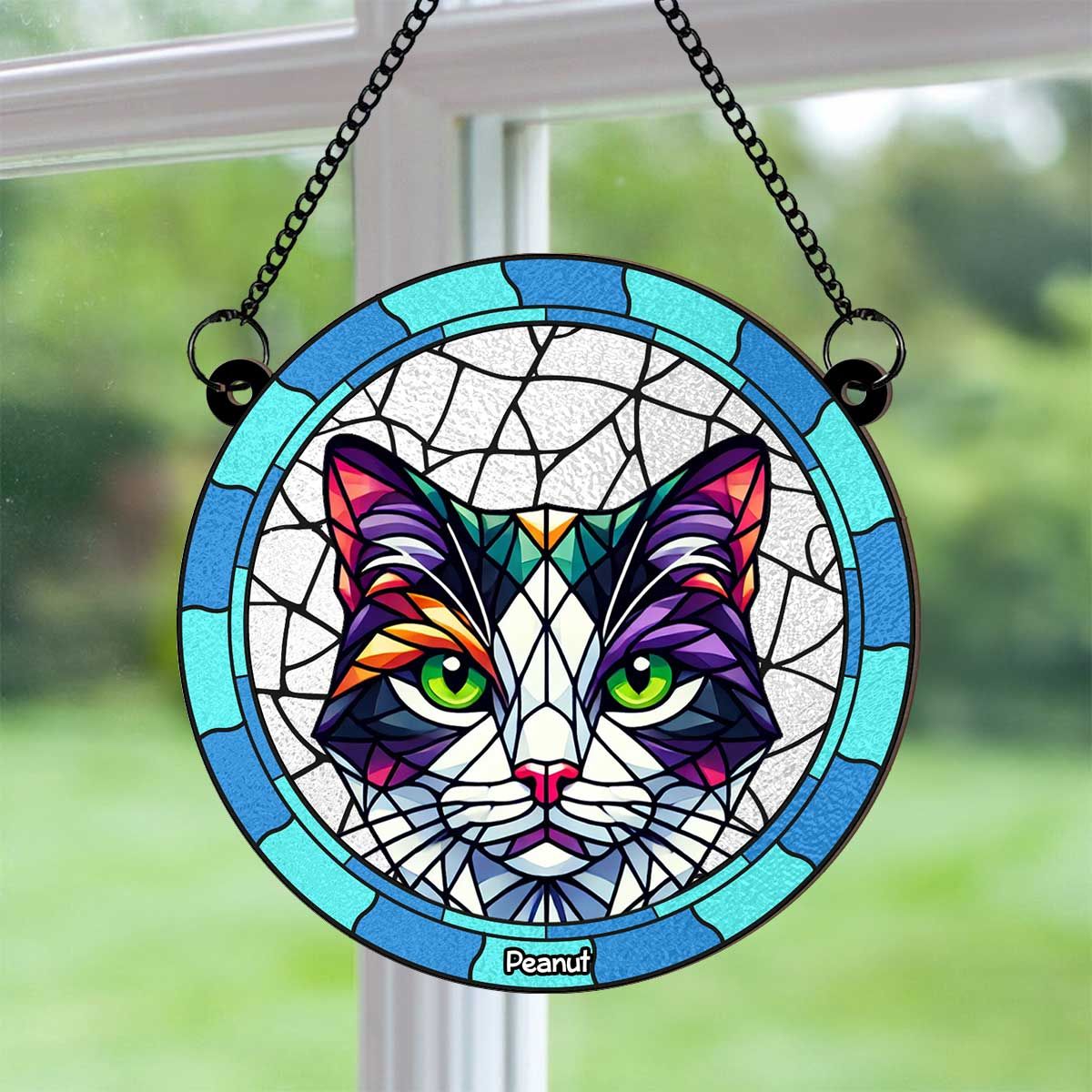 Custom Cat Memorial Personalized Window Hanging Suncatcher Ornament, Sympathy Gift For Pet Owners, Pet Lovers