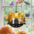 Halloween Cat Face Shaped Personalized Window Hanging Suncatcher Ornament, Halloween Decor For Cat Lovers