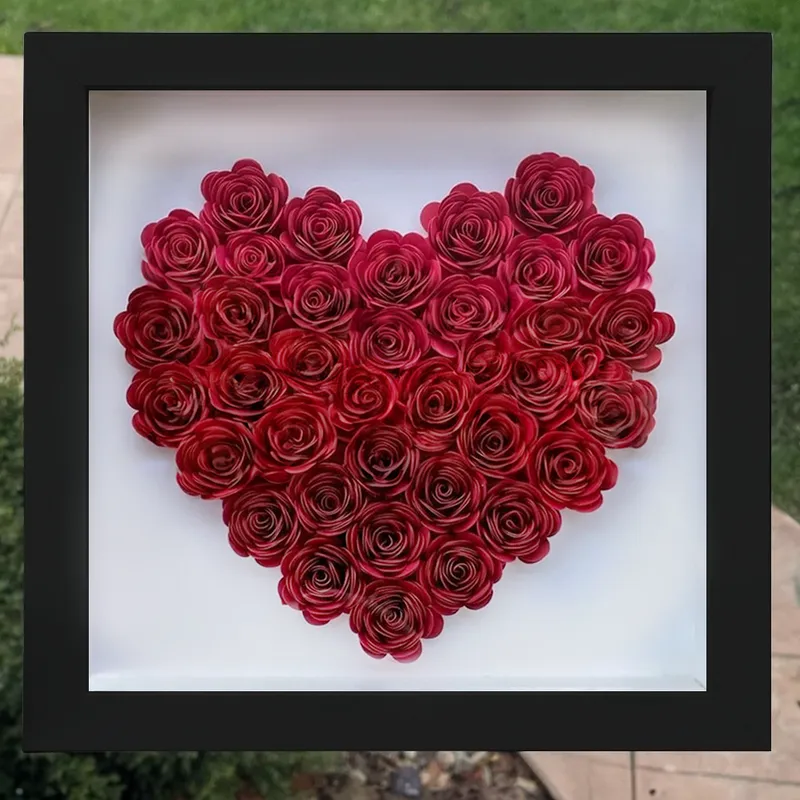 Couple Proposal Engagement Gift Personalized Heart Rose Shadow Box