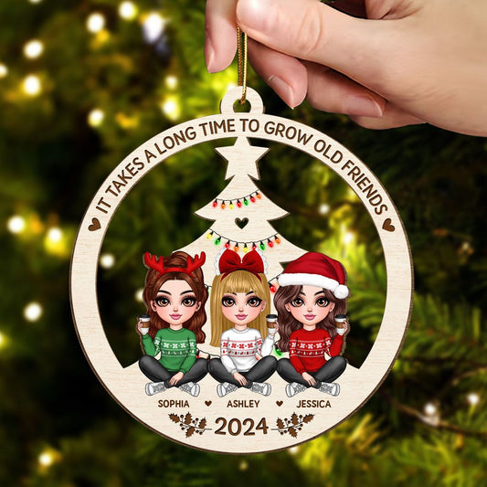 Best Friend Christmas Ornament 2024, It Takes A Long Time To Grow Old Friends Ornament, Best Friend Ornament, Besties Christmas Ornament