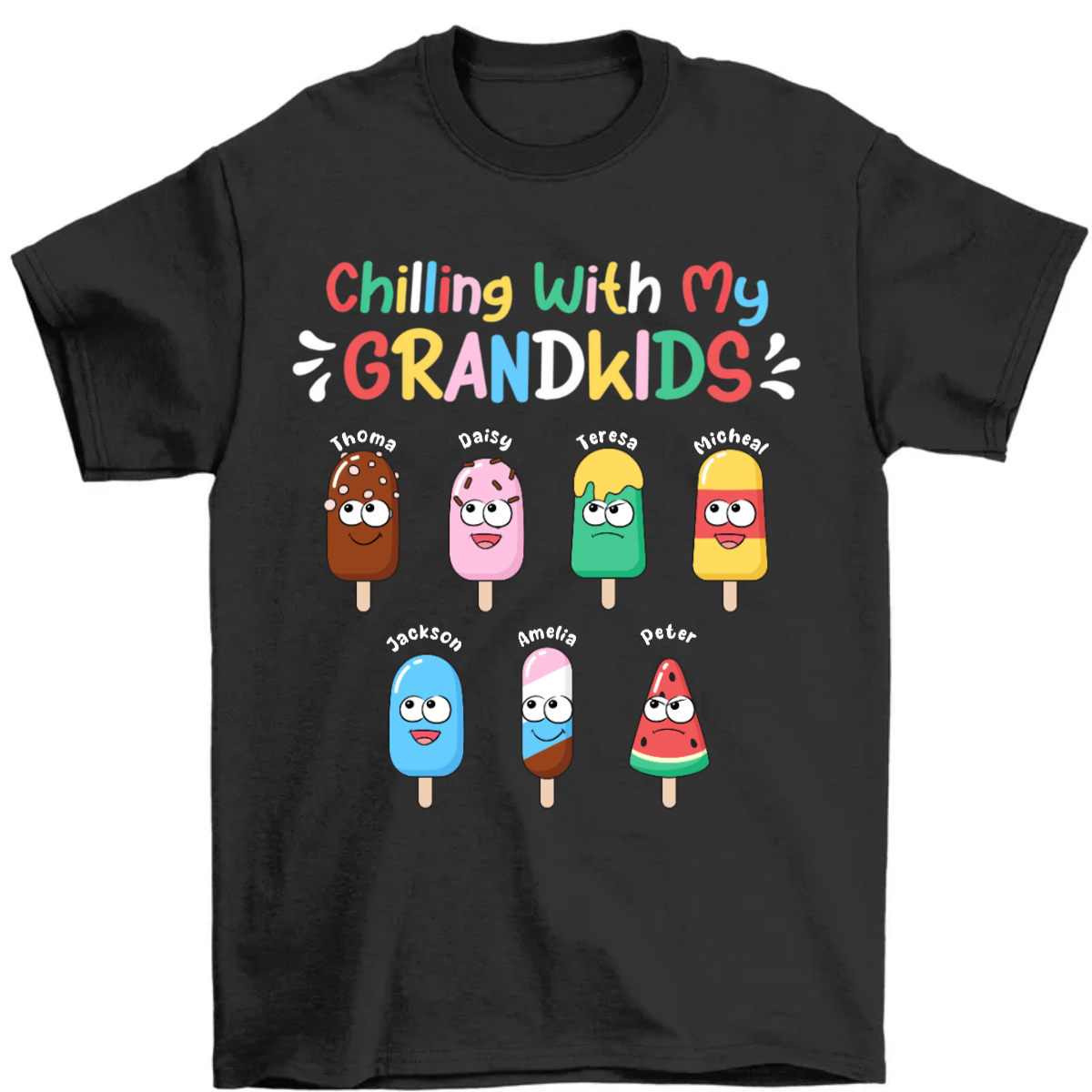 Chilling With My Grandkids - Personalized T Shirt