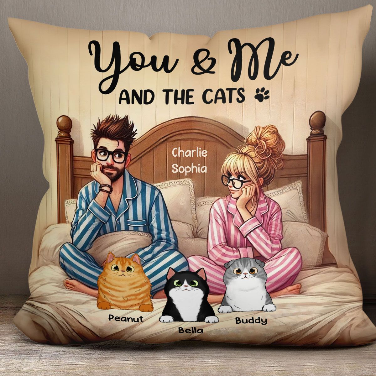 Couple And The Dogs Personalized Pillow, Anniversary Gift for him, Gift for her