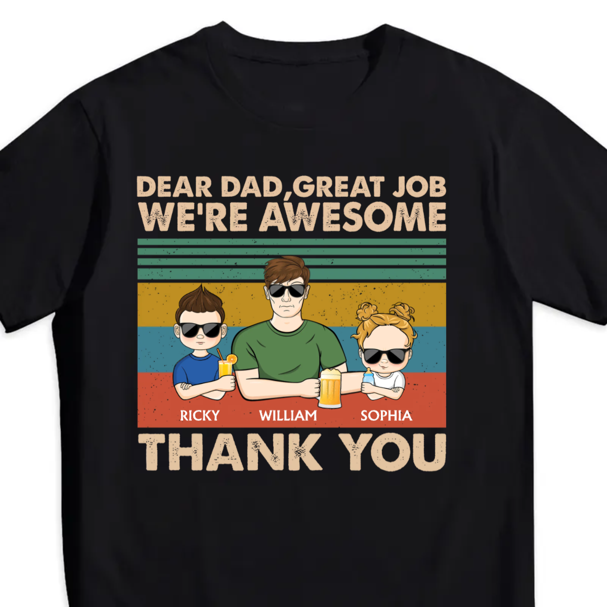 Dear Dad Grandpa Great Job We're Awesome Thank You Young - Father Gift - Personalized Children's T-shirt