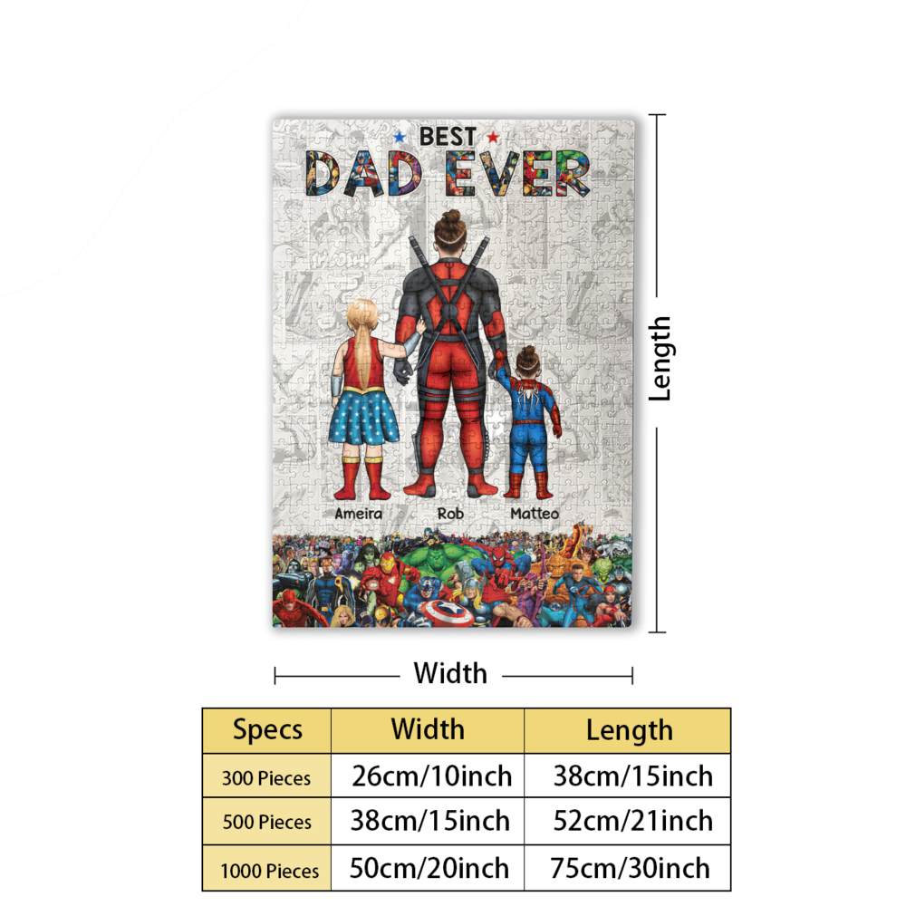 Best Dad Ever Super DAD - Gift For Dad - Personalized Custom Jigsaw Puzzle