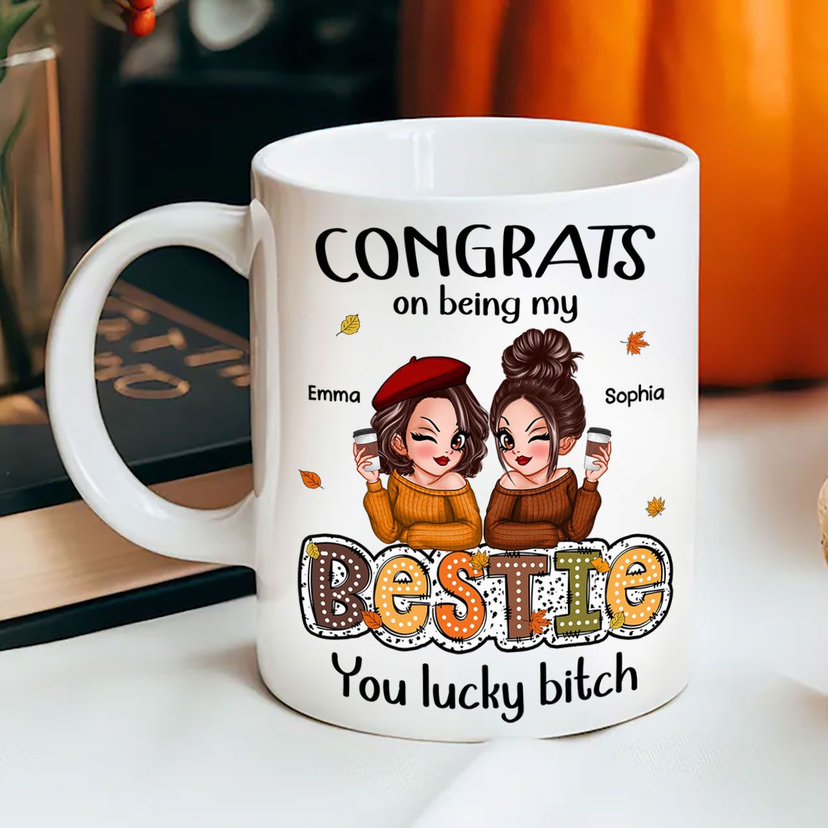 Congrats On Being My Besties Fall Season Gift, Personalized Mug