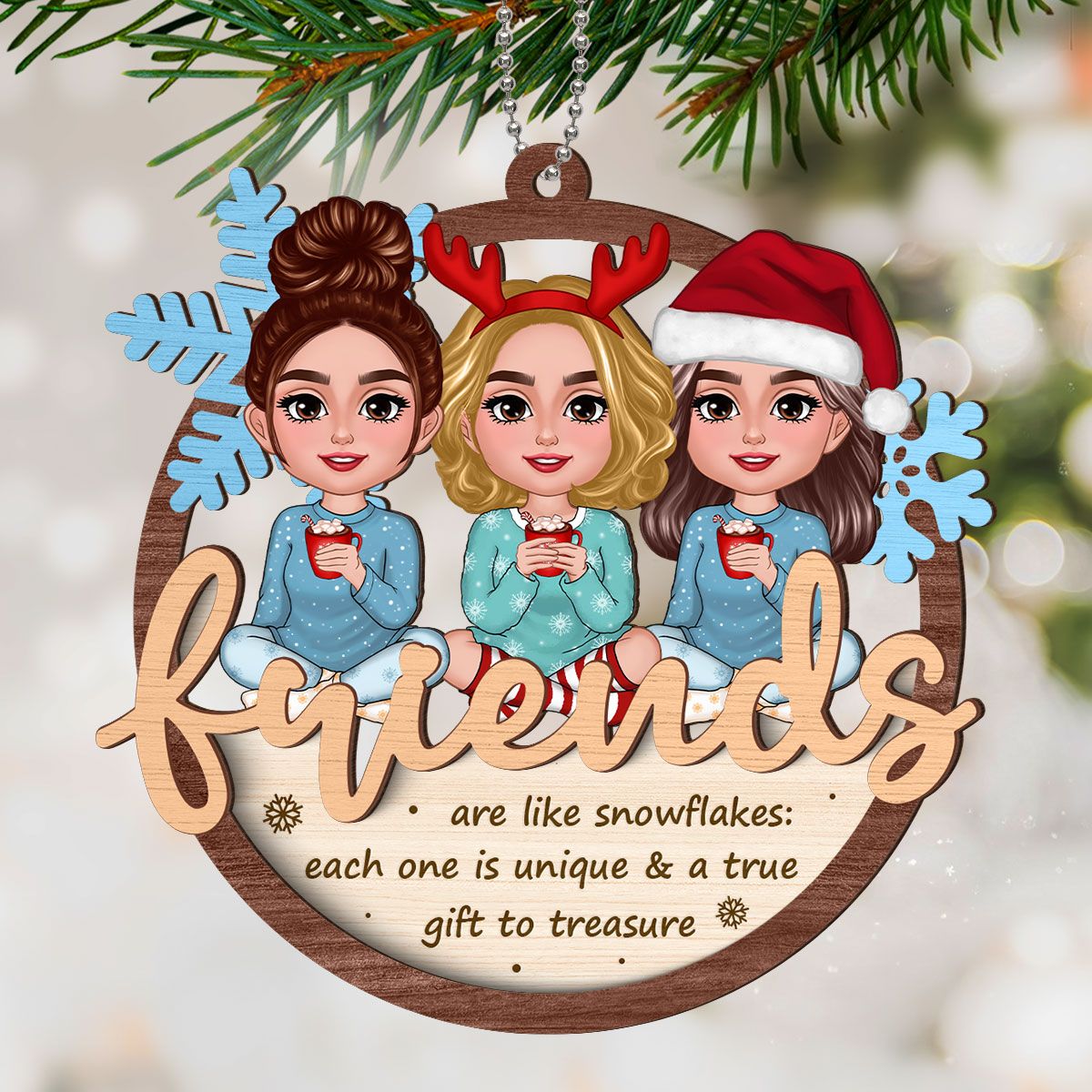 Best Friends Are Snowflake Personalized 2-Layer Ornament