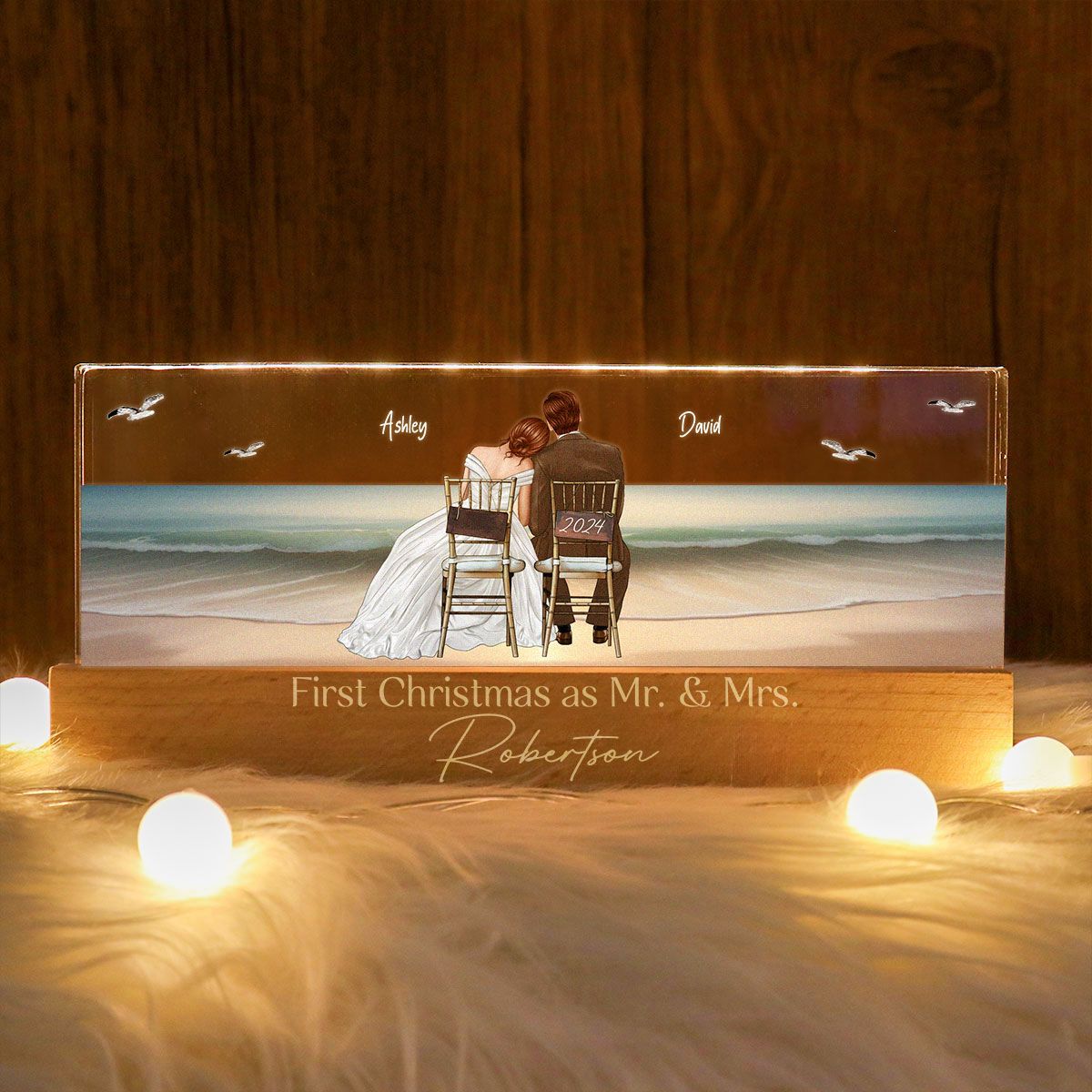 First Christmas Couple Wedding Keepsake, Christmas Gift for Newlyweds, Custom Bride And Groom