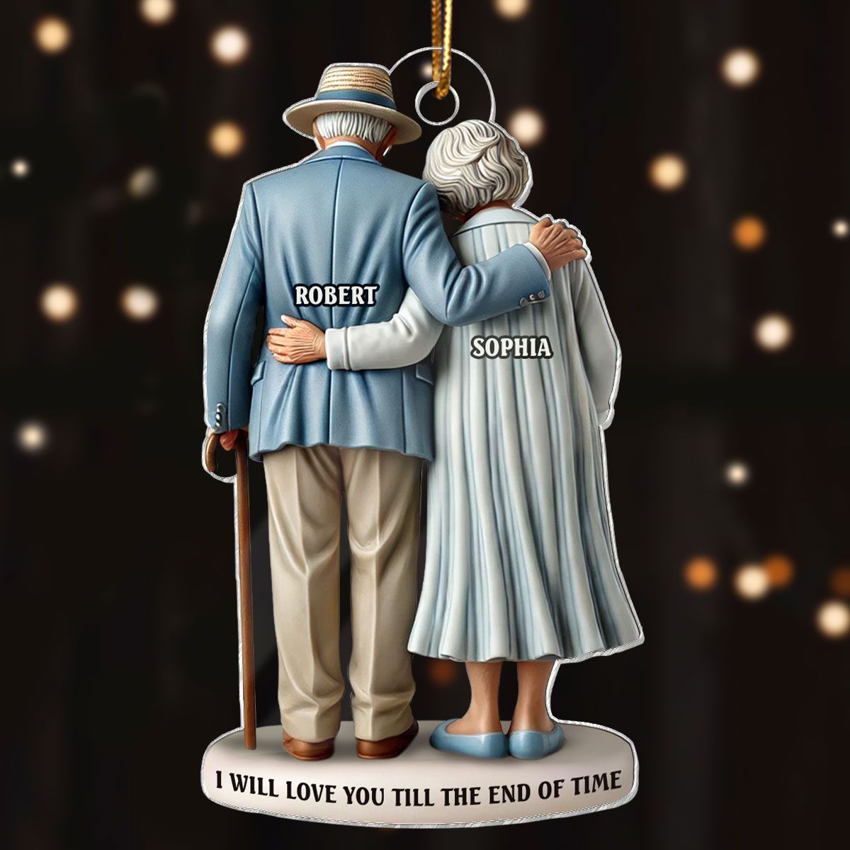 Old Couple Stand Together Personalized Acrylic Ornament, Heartfelt Keepsake, Gift For Couple, For Him, For Her, Husband, Wife