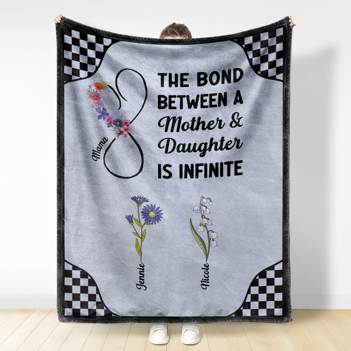 Birth Month Flowers A Mother And Daughter - Gift For Mother Daughter - Personalized Fleece Blanket, Sherpa Blanket